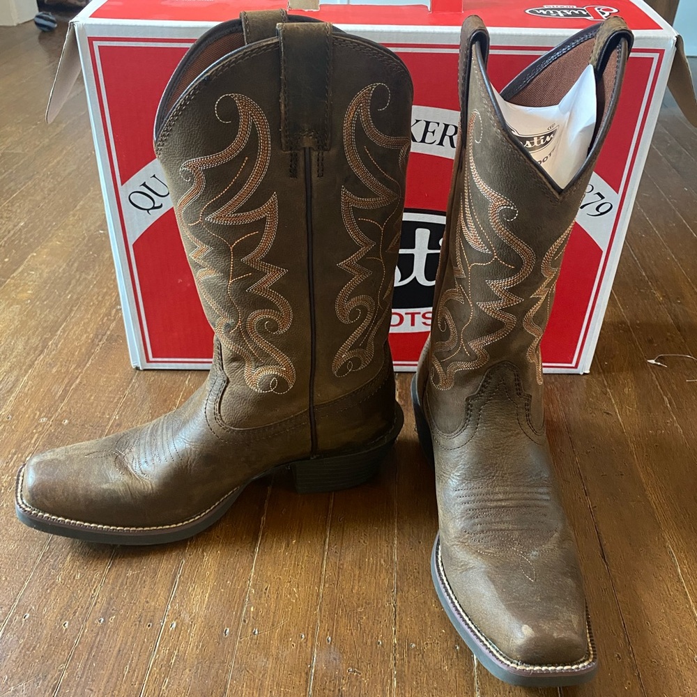 Justin Boots Stampede Collection Men’s Cowboy Western Leather Boots size 9.5 D